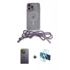 MARSİLYAN™- iPhone 12 Pro Kılıf Eksen Özel Seri - Siyah 3D Antistatik Seramik Nano Ekran Koruyucu + Neon Fosforlu Kamera Lens - YL
