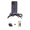 MARSİLYAN™- iPhone 12 Pro Kılıf Eksen Özel Seri - Siyah 6D Mat Seramik Hayalet Nano Ekran Koruyucu + Kamera Lens Koruma Cam - SF