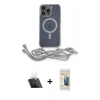 MARSİLYAN™- iPhone 12 Pro Kılıf Eksen Özel Seri - Siyah 6D Mat Seramik Hayalet Nano Ekran Koruyucu + Kamera Lens Koruma Cam - SF