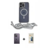 MARSİLYAN™- iPhone 12 Pro Kılıf Eksen Özel Seri - Siyah 6D Mat Seramik Hayalet Nano Ekran Koruyucu + Neon Fosforlu Kamera Lens - BZ
