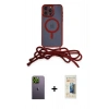 MARSİLYAN™- iPhone 12 Pro Kılıf Eksen Özel Seri - Siyah 6D Mat Seramik Hayalet Nano Ekran Koruyucu + Neon Fosforlu Kamera Lens - YL