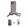 MARSİLYAN™- iPhone 12 Pro Kılıf Eksen Özel Seri - Siyah 6D Mat Seramik Hayalet Nano Ekran Koruyucu + Neon Fosforlu Kamera Lens - BZ