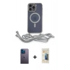 MARSİLYAN™- iPhone 12 Pro Kılıf Eksen Özel Seri - Siyah 6D Mat Seramik Hayalet Nano Ekran Koruyucu + Neon Fosforlu Kamera Lens - MI