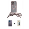 MARSİLYAN™- iPhone 12 Pro Kılıf Eksen Özel Seri - Siyah 6D Mat Seramik Hayalet Nano Ekran Koruyucu + Neon Fosforlu Kamera Lens - MI
