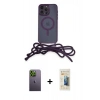 MARSİLYAN™- iPhone 12 Pro Kılıf Eksen Özel Seri - Siyah 6D Mat Seramik Hayalet Nano Ekran Koruyucu + Neon Fosforlu Kamera Lens - YL