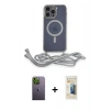 MARSİLYAN™- iPhone 12 Pro Kılıf Eksen Özel Seri - Siyah 6D Mat Seramik Hayalet Nano Ekran Koruyucu + Neon Fosforlu Kamera Lens - YL
