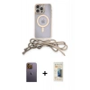 MARSİLYAN™- iPhone 12 Pro Kılıf Eksen Özel Seri - Siyah 6D Mat Seramik Hayalet Nano Ekran Koruyucu + Neon Fosforlu Kamera Lens - SI