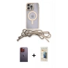 MARSİLYAN™- iPhone 12 Pro Kılıf Eksen Özel Seri - Siyah 6D Mat Seramik Hayalet Nano Ekran Koruyucu + Turuncu Neon Fosforlu Kamera Lens