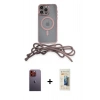 MARSİLYAN™- iPhone 12 Pro Kılıf Eksen Özel Seri - Siyah 6D Mat Seramik Hayalet Nano Ekran Koruyucu + Turuncu Neon Fosforlu Kamera Lens