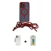 MARSİLYAN™- iPhone 12 Pro Kılıf Eksen Özel Seri - Siyah Polymer Nano Ekran Koruyucu + Shine Kamera Lens - GS