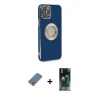 MARSİLYAN™- iPhone 12 Pro Kılıf İz Form Serisi - Şeffaf 360 Full Body Arka Koruyucu + Metal Kamera Lens Koruma Cam - AKYL