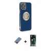 MARSİLYAN™- iPhone 12 Pro Kılıf İz Form Serisi - Şeffaf 360 Full Body Arka Koruyucu + Metal Kamera Lens Koruma Cam - MI