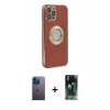 MARSİLYAN™- iPhone 12 Pro Kılıf İz Form Serisi - Şeffaf 360 Full Body Arka Koruyucu + Neon Fosforlu Kamera Lens - MI