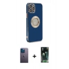 MARSİLYAN™- iPhone 12 Pro Kılıf İz Form Serisi - Şeffaf 360 Full Body Arka Koruyucu + Neon Fosforlu Kamera Lens - MI