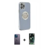 MARSİLYAN™- iPhone 12 Pro Kılıf İz Form Serisi - Şeffaf 360 Full Body Arka Koruyucu + Neon Fosforlu Kamera Lens - MI