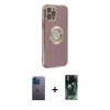 MARSİLYAN™- iPhone 12 Pro Kılıf İz Form Serisi - Şeffaf 360 Full Body Arka Koruyucu + Neon Fosforlu Kamera Lens - MI