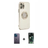 MARSİLYAN™- iPhone 12 Pro Kılıf İz Form Serisi - Şeffaf 360 Full Body Arka Koruyucu + Neon Fosforlu Kamera Lens - MI