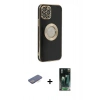 MARSİLYAN™- iPhone 12 Pro Kılıf İz Form Serisi - Şeffaf 360 Full Body Arka Koruyucu + Renkli Kamera Lens Koruma Cam - MI