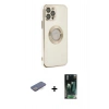 MARSİLYAN™- iPhone 12 Pro Kılıf İz Form Serisi - Şeffaf 360 Full Body Arka Koruyucu + Renkli Kamera Lens Koruma Cam - MI