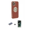 MARSİLYAN™- iPhone 12 Pro Kılıf İz Form Serisi - Şeffaf 360 Full Body Arka Koruyucu + Renkli Kamera Lens Koruma Cam - MI