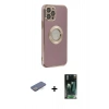 MARSİLYAN™- iPhone 12 Pro Kılıf İz Form Serisi - Şeffaf 360 Full Body Arka Koruyucu + Renkli Kamera Lens Koruma Cam - MI