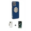 MARSİLYAN™- iPhone 12 Pro Kılıf İz Form Serisi - Şeffaf 360 Full Body Arka Koruyucu + Shine Kamera Lens - GD
