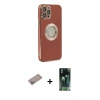 MARSİLYAN™- iPhone 12 Pro Kılıf İz Form Serisi - Şeffaf 360 Full Body Arka Koruyucu + Shine Kamera Lens Koruma Cam - SABE