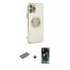 MARSİLYAN™- iPhone 12 Pro Kılıf İz Form Serisi - Şeffaf 360 Full Body Arka Koruyucu + Renkli Kamera Lens Koruma Cam - TU