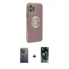MARSİLYAN™- iPhone 12 Pro Kılıf İz Form Serisi - Şeffaf 360 Full Body Arka Koruyucu + Neon Fosforlu Kamera Lens - YL