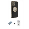MARSİLYAN™- iPhone 12 Pro Kılıf İz Form Serisi - Şeffaf Uv Polymer Nano Ekran Koruyucu + Shine Kamera Lens Koruma Cam - GI