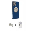 MARSİLYAN™- iPhone 12 Pro Kılıf İz Form Serisi - Şeffaf Uv Polymer Nano Ekran Koruyucu + Rainbow Kamera Lens Koruma Cam - GD