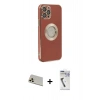 MARSİLYAN™- iPhone 12 Pro Kılıf İz Form Serisi - Şeffaf Uv Polymer Nano Ekran Koruyucu + Rainbow Kamera Lens Koruma Cam - GD
