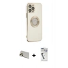 MARSİLYAN™- iPhone 12 Pro Kılıf İz Form Serisi - Şeffaf Uv Polymer Nano Ekran Koruyucu + Rainbow Kamera Lens Koruma Cam - GD