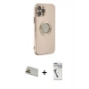 MARSİLYAN™- iPhone 12 Pro Kılıf İz Form Serisi - Şeffaf Uv Polymer Nano Ekran Koruyucu + Rainbow Kamera Lens Koruma Cam - GD