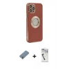 MARSİLYAN™- iPhone 12 Pro Kılıf İz Form Serisi - Şeffaf Uv Polymer Nano Ekran Koruyucu + Gümüş Metal Kamera Lens Koruma Cam
