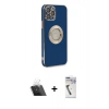 MARSİLYAN™- iPhone 12 Pro Kılıf İz Form Serisi - Şeffaf Uv Polymer Nano Ekran Koruyucu + Kamera Lens Koruma Cam - SF