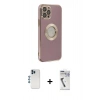 MARSİLYAN™- iPhone 12 Pro Kılıf İz Form Serisi - Şeffaf Uv Polymer Nano Ekran Koruyucu + Shine Kamera Lens - MI