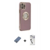 MARSİLYAN™- iPhone 12 Pro Kılıf İz Form Serisi - Şeffaf Uv Polymer Nano Ekran Koruyucu + Metal Kamera Lens Koruma Cam - AKYL