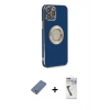 MARSİLYAN™- iPhone 12 Pro Kılıf İz Form Serisi - Şeffaf Uv Polymer Nano Ekran Koruyucu + Metal Kamera Lens Koruma Cam - AKYL