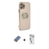 MARSİLYAN™- iPhone 12 Pro Kılıf İz Form Serisi - Şeffaf Uv Polymer Nano Ekran Koruyucu + Metal Kamera Lens Koruma Cam - AKYL