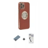 MARSİLYAN™- iPhone 12 Pro Kılıf İz Form Serisi - Şeffaf Uv Polymer Nano Ekran Koruyucu + Metal Kamera Lens Koruma Cam - MR