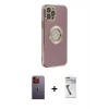 MARSİLYAN™- iPhone 12 Pro Kılıf İz Form Serisi - Şeffaf Uv Polymer Nano Ekran Koruyucu + Neon Fosforlu Kamera Lens - TU