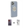 MARSİLYAN™- iPhone 12 Pro Kılıf İz Form Serisi - Şeffaf Uv Polymer Nano Ekran Koruyucu + Neon Fosforlu Kamera Lens - TU