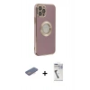 MARSİLYAN™- iPhone 12 Pro Kılıf İz Form Serisi - Şeffaf Uv Polymer Nano Ekran Koruyucu + Renkli Kamera Lens Koruma Cam - PE