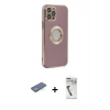 MARSİLYAN™- iPhone 12 Pro Kılıf İz Form Serisi - Şeffaf Uv Polymer Nano Ekran Koruyucu + Renkli Kamera Lens Koruma Cam - YL