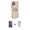 MARSİLYAN™- iPhone 12 Pro Kılıf İz Form Serisi - Şeffaf Uv Polymer Nano Ekran Koruyucu + Sarı Neon Fosforlu Kamera Lens