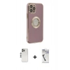 MARSİLYAN™- iPhone 12 Pro Kılıf İz Form Serisi - Şeffaf Uv Polymer Nano Ekran Koruyucu + Shine Kamera Lens - GS