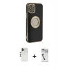 MARSİLYAN™- iPhone 12 Pro Kılıf İz Form Serisi - Şeffaf Uv Polymer Nano Ekran Koruyucu + Shine Kamera Lens - GS
