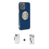 MARSİLYAN™- iPhone 12 Pro Kılıf İz Form Serisi - Şeffaf Uv Polymer Nano Ekran Koruyucu + Shine Kamera Lens - GS