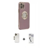 MARSİLYAN™- iPhone 12 Pro Kılıf İz Form Serisi - Şeffaf Uv Polymer Nano Ekran Koruyucu + Shine Kamera Lens - GD